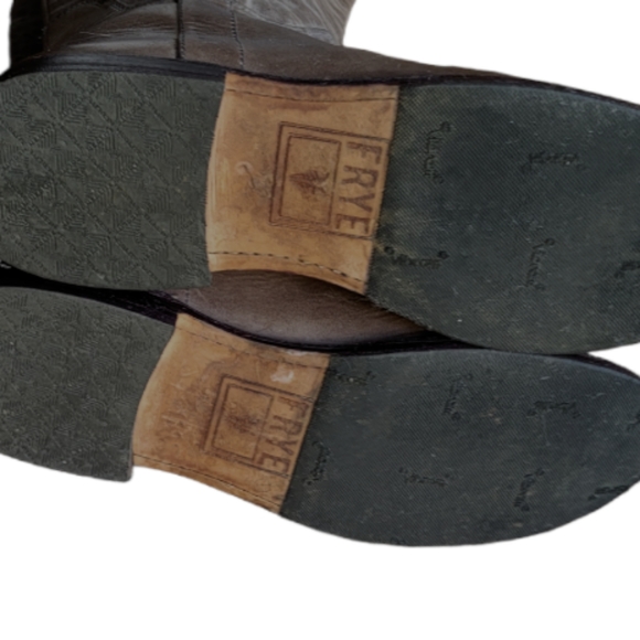 Frye Paige Distressed Tall Riding Boots Taupe, 7.5 - Picture 6 of 8